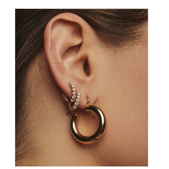 Luv AJ - Baby Amalfi Tube Hoops - Gold - Super Lightweight - Never Worn - Picture 6 of 15